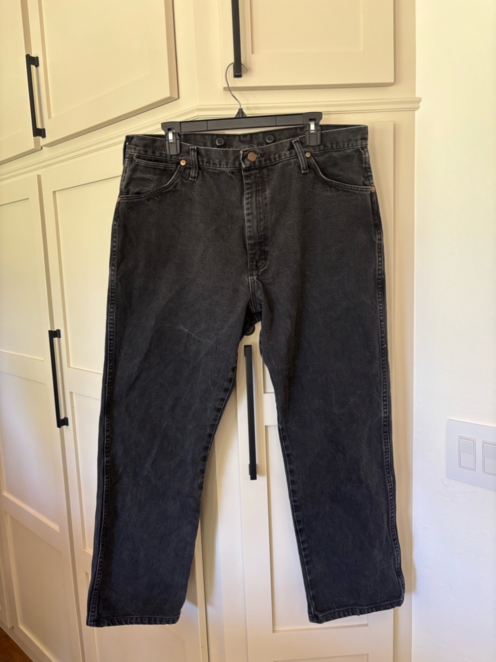 Wrangler Vintage Style Cowboy Original Fit Black Straight Western Denim 38x30